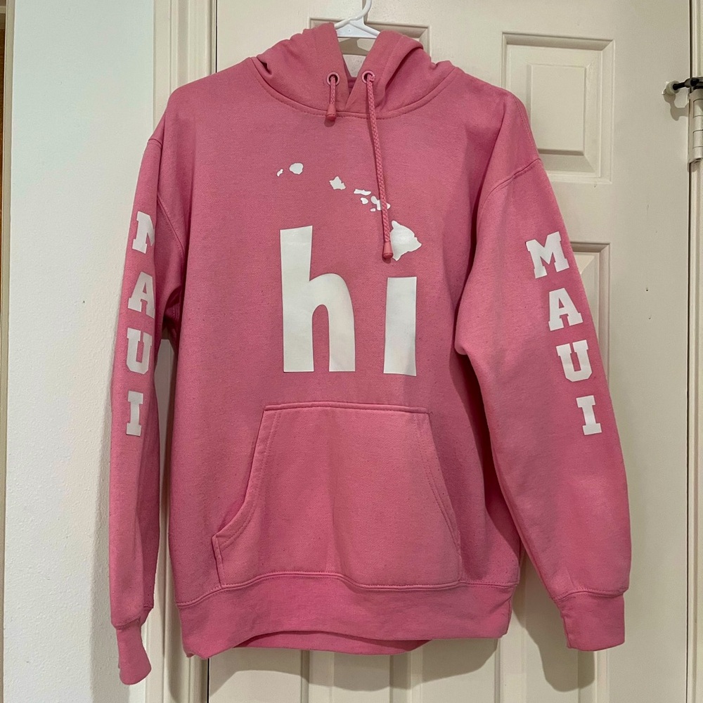 Maui Hawaii Island Pink Hoodie size medium